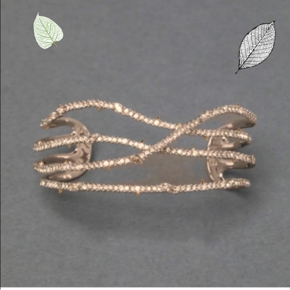 ALEXIS BITTAR • GOLD PAVE Crystal Lace Thorny ORBITING CUFF Bracelet - Picture 16 of 16